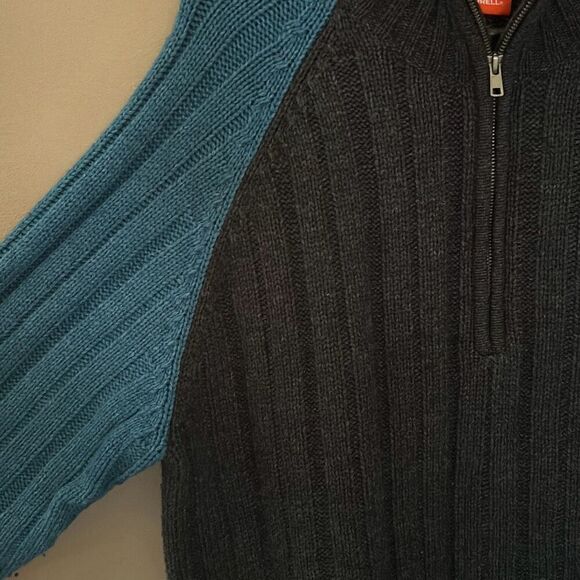 Merril Wool Pullover Sweater 1/3 zip XL Two toned Blue - Picture 4 of 8